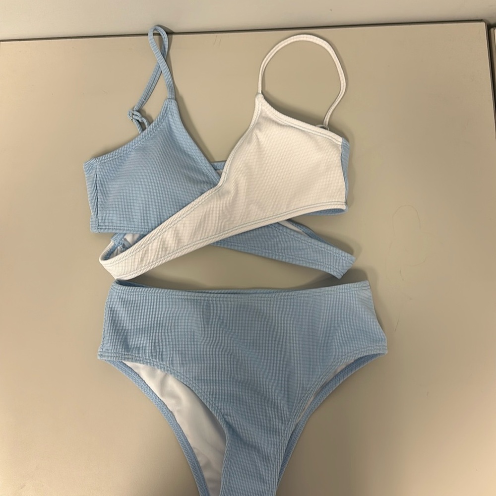 Teen Girls blue and white bikini NWT